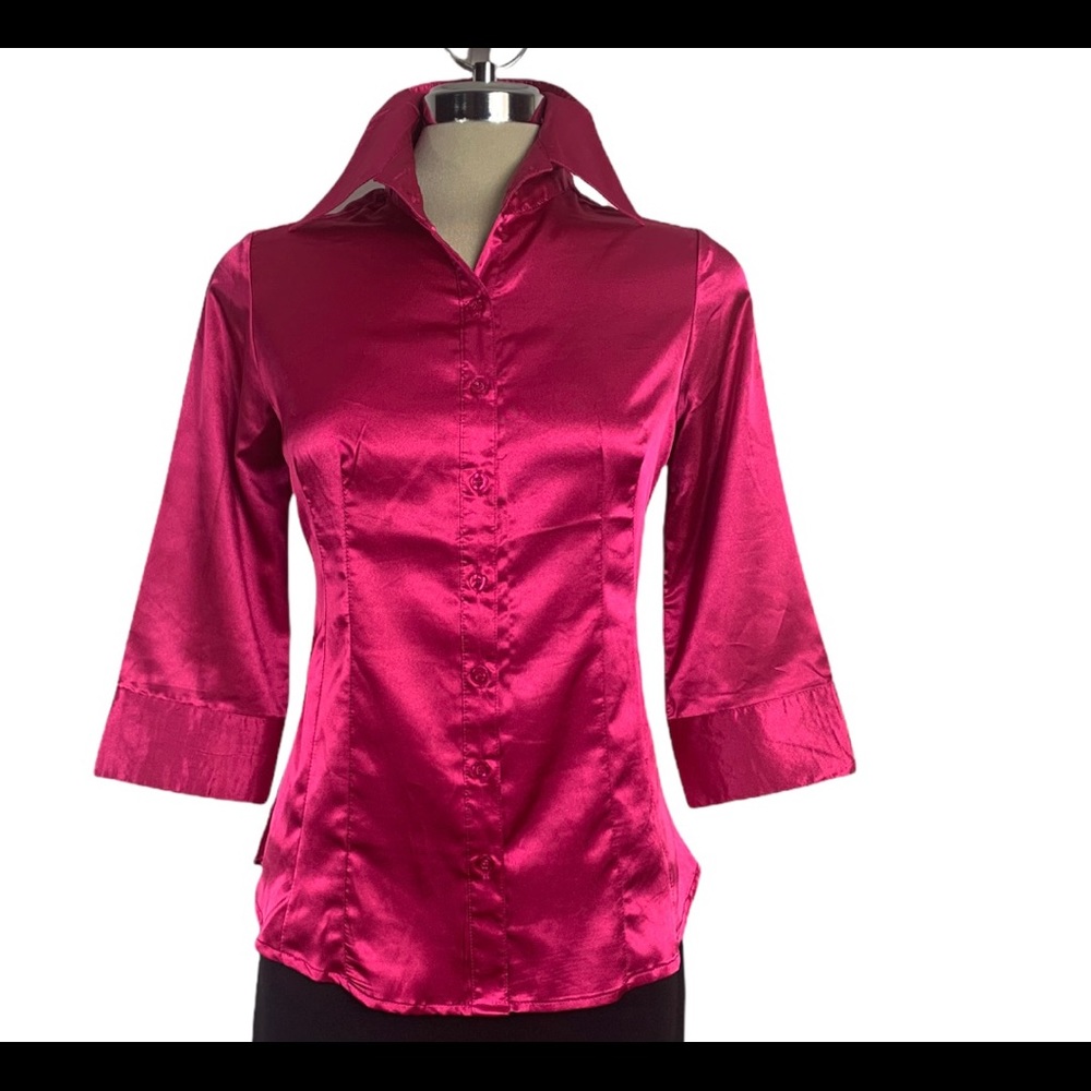 FMX Fuchsia Silk Fabric Material Top Size S/P